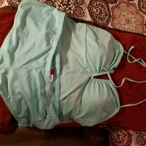 3X 2 piece tankini swimsuit light turquoise color